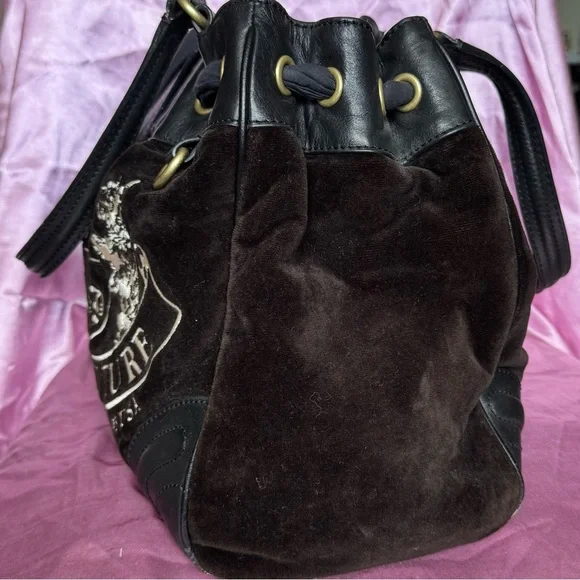 VINTAGE Juicy Couture Daydreamer Black Velour Tote Bag - Picture 5 of 16